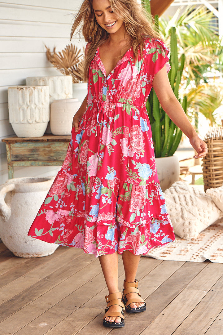 Cerise Print Slate Dress
