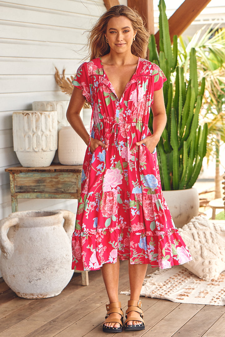 Cerise Print Slate Dress