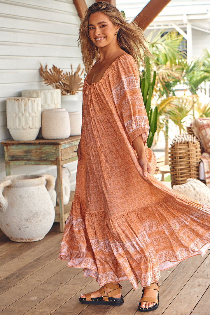 Peachy Print Blossom Midi Dress - Side angle