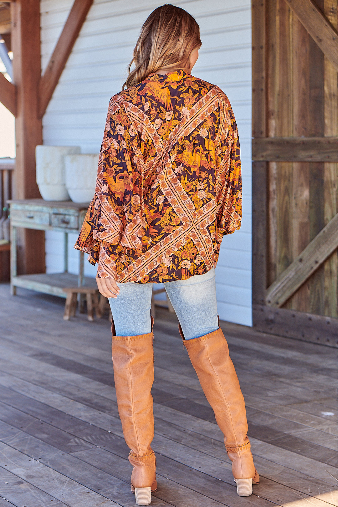 Lantana Print Folk Blouse