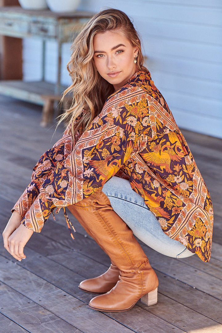 Lantana Print Folk Blouse
