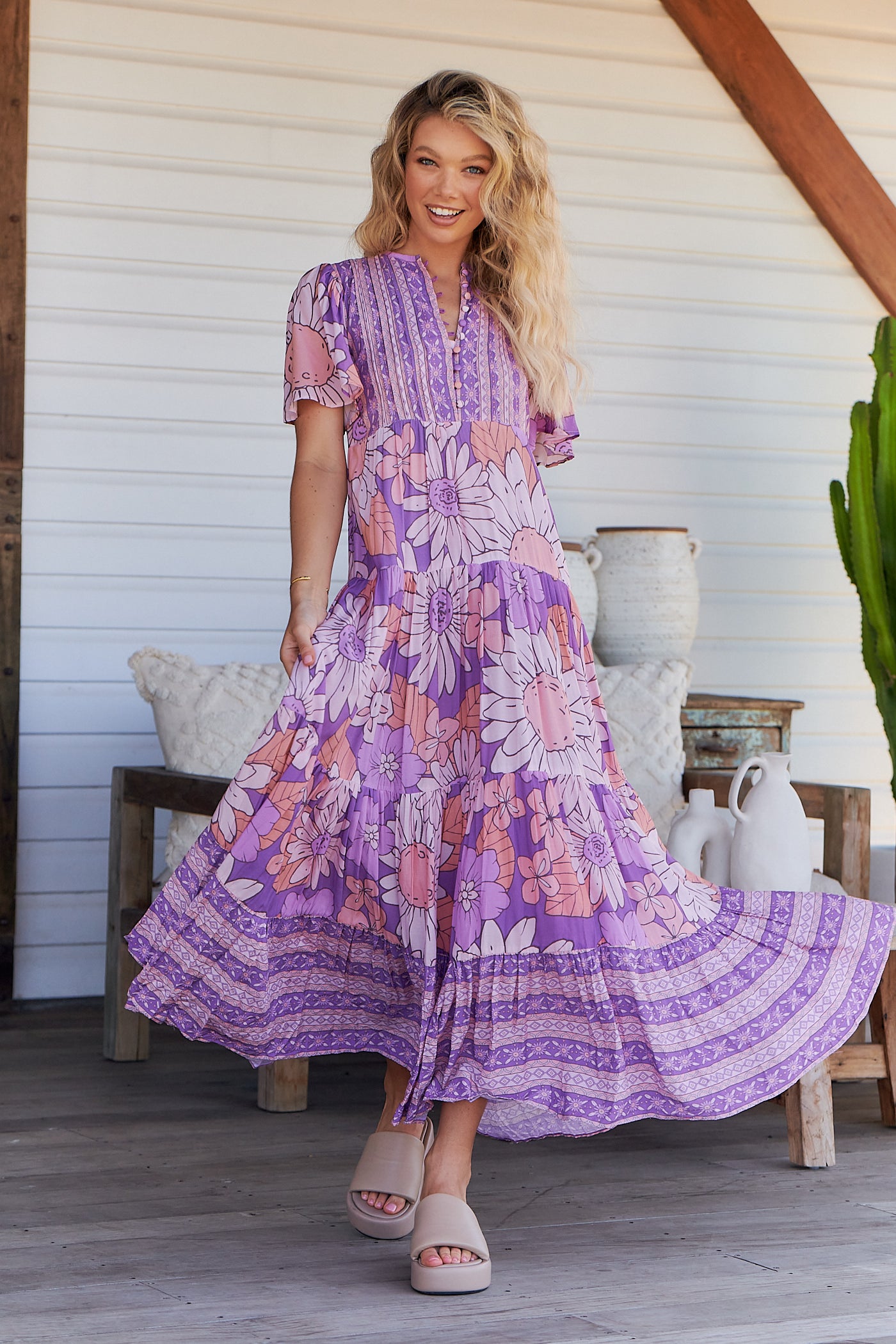 Jaase Purple Rain Print Yoli Maxi Dress – Lilac and Mila