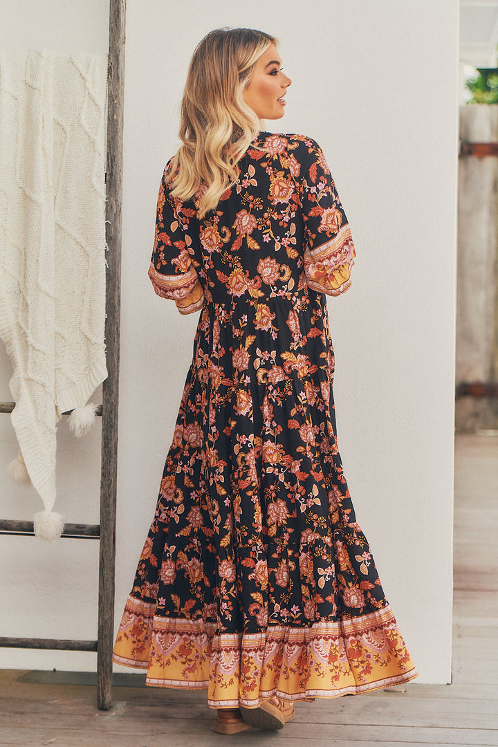Black Phoenix Print Tillie Maxi Dress