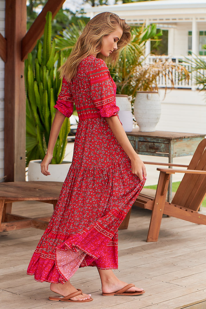 Cherry Bomb Print Tessa Maxi - Side angle