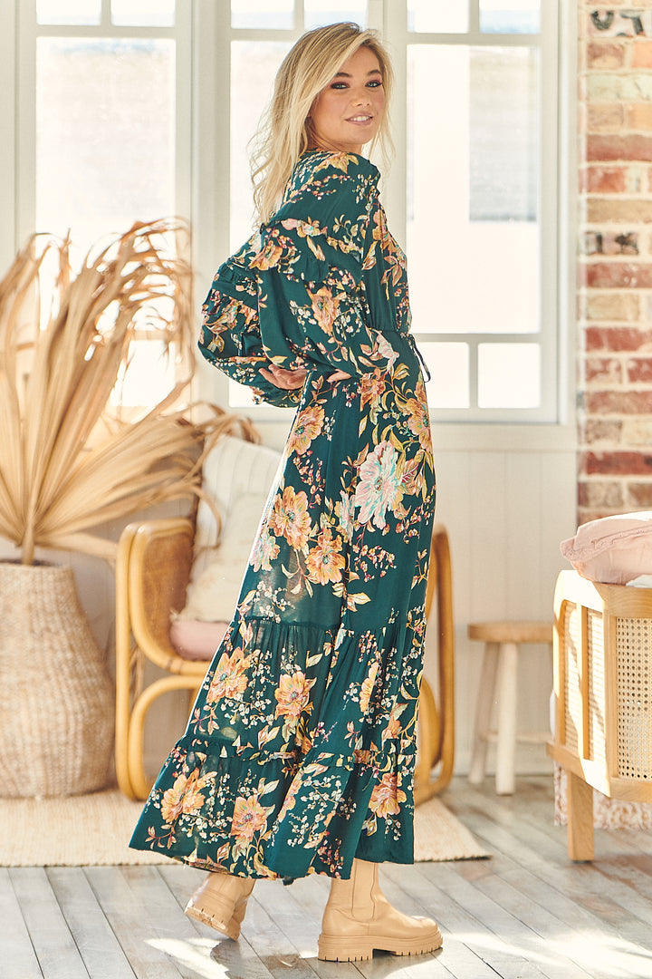 Autumn Bloom Print Shiloh Maxi Dress