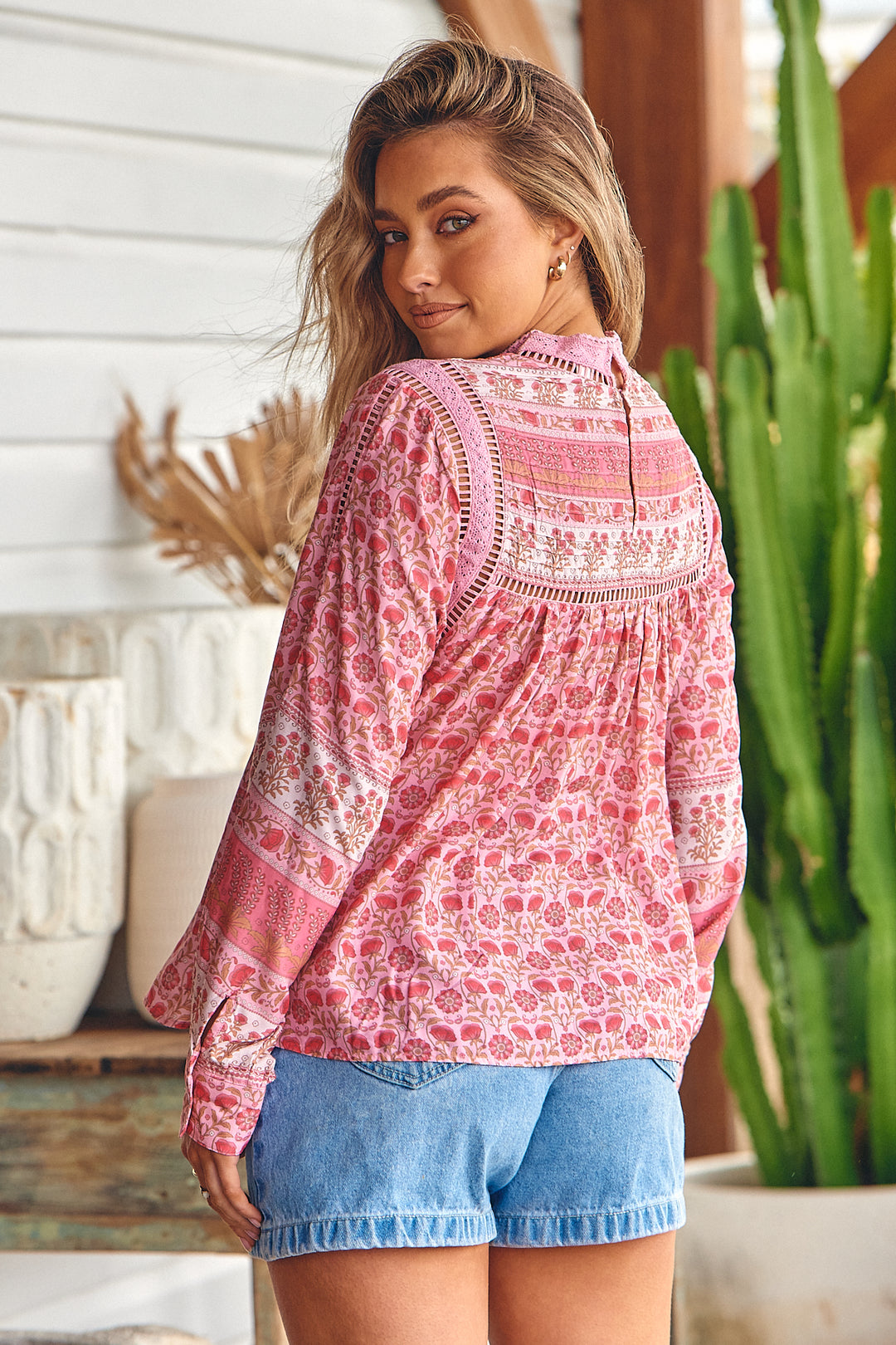 Rose Blossom Print Ginny Blouse - Side angle