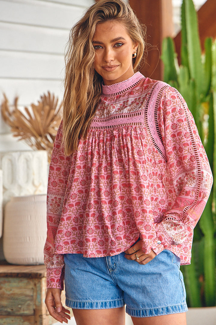 Rose Blossom Print Ginny Blouse