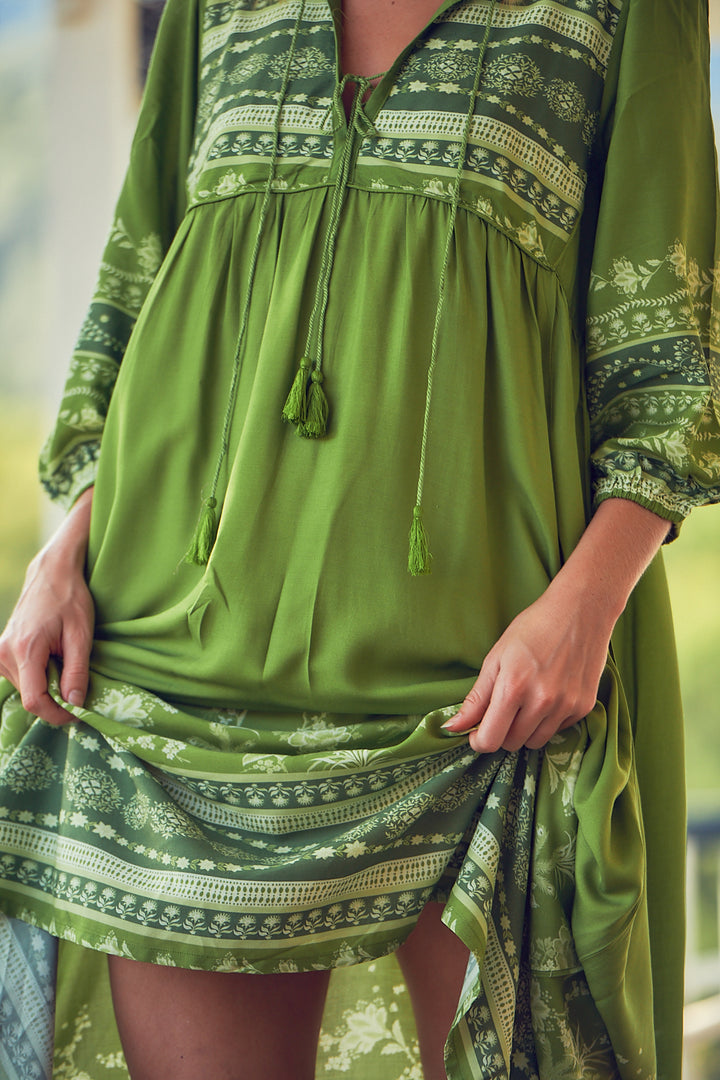 Eshana Olive Print Penny Midi Dress