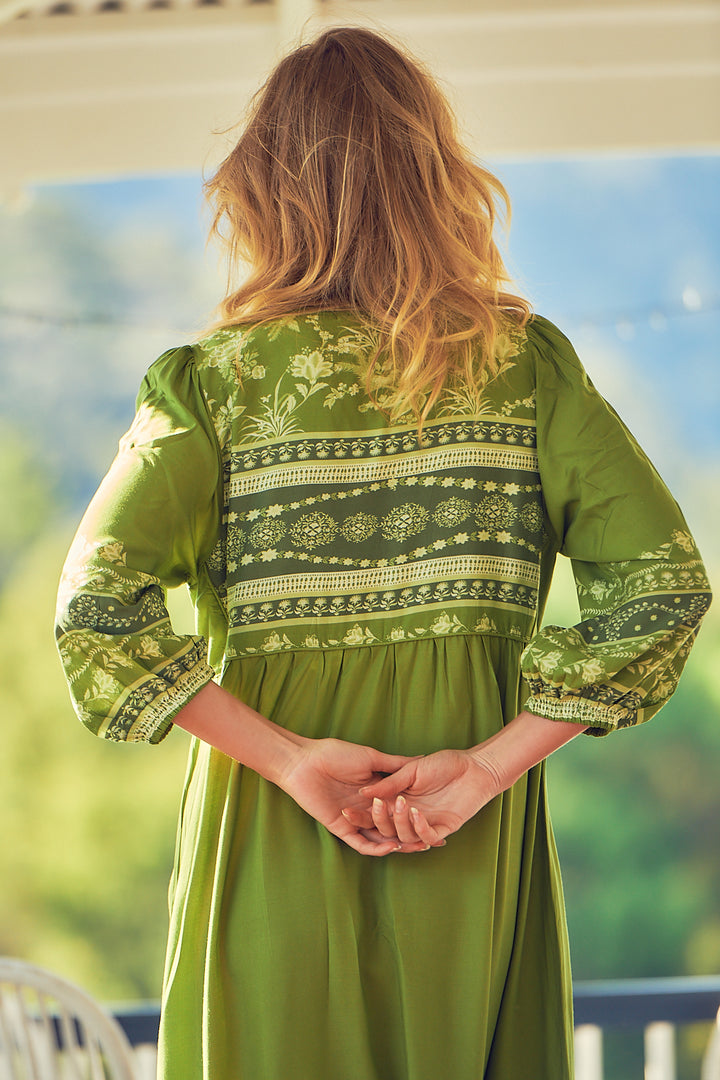 Eshana Olive Print Penny Midi Dress