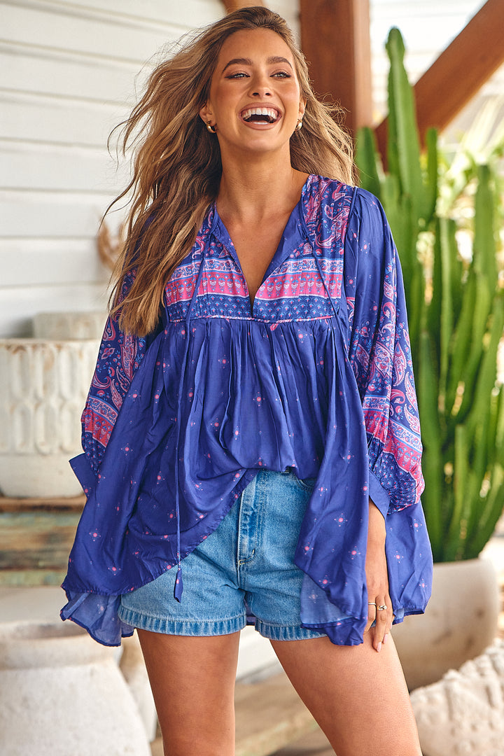 Celestial Print Montague Blouse