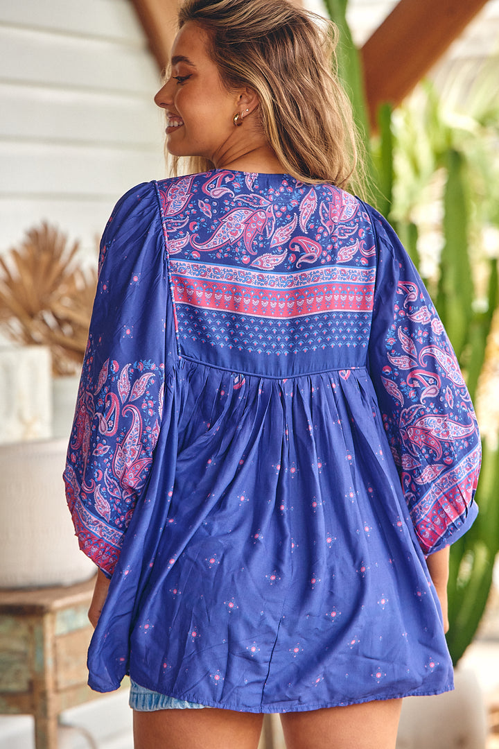 Celestial Print Montague Blouse