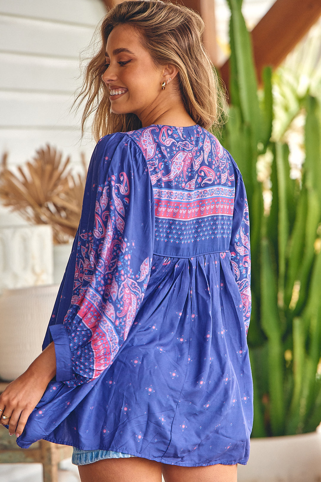 Celestial Print Montague Blouse