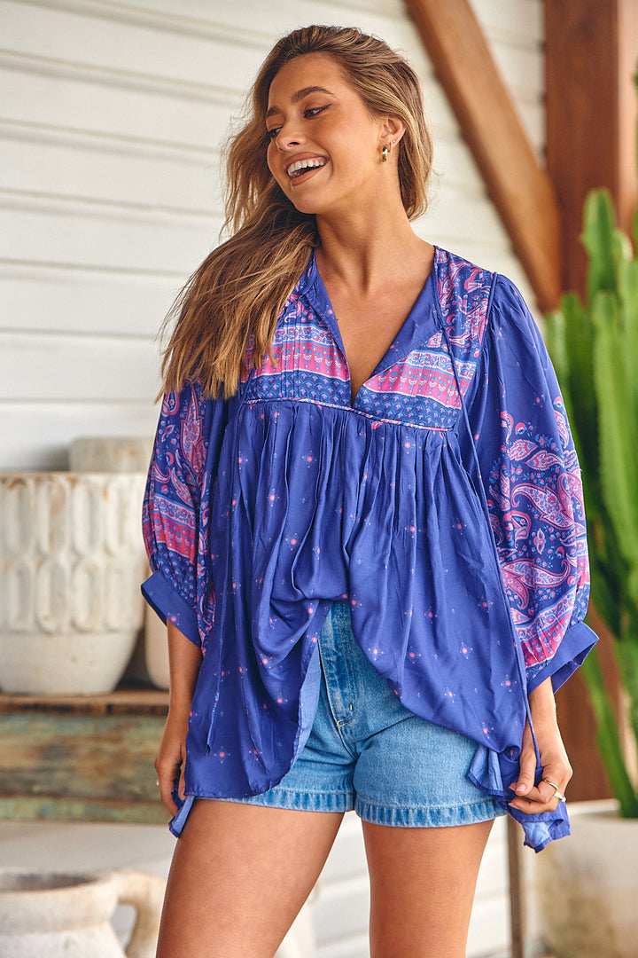Celestial Print Montague Blouse