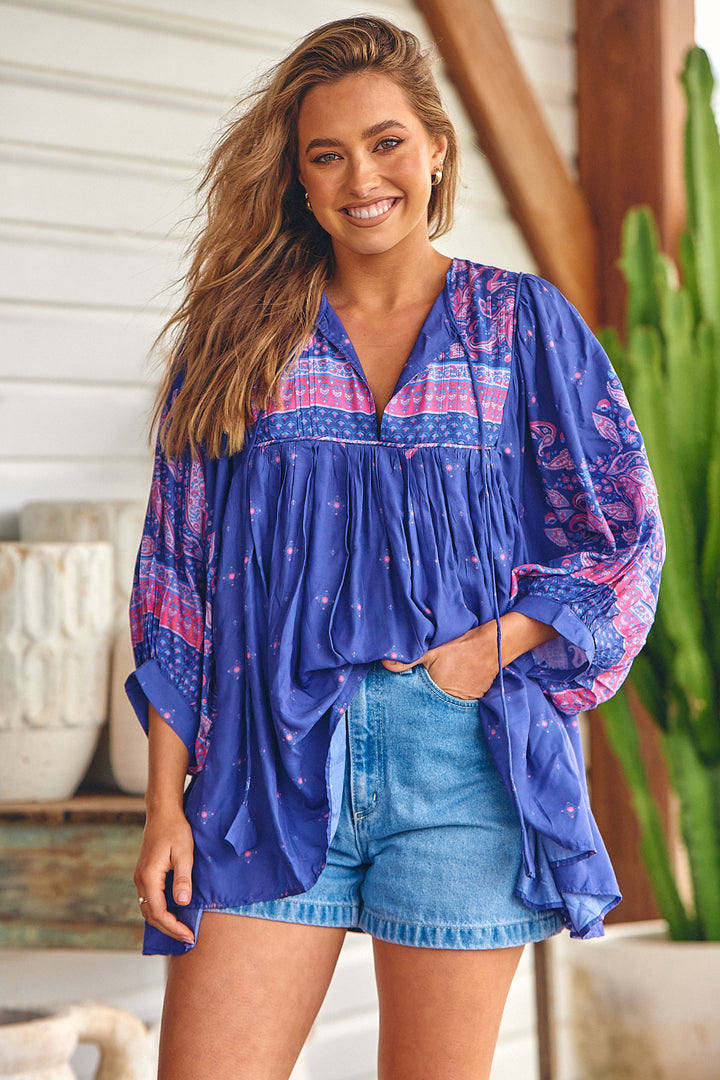 Celestial Print Montague Blouse