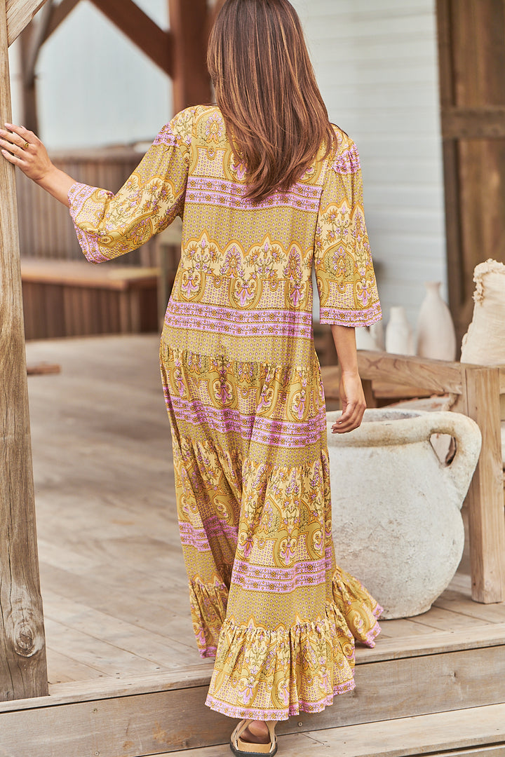 Caramel Odessa Print Jazmin Maxi - Back angle
