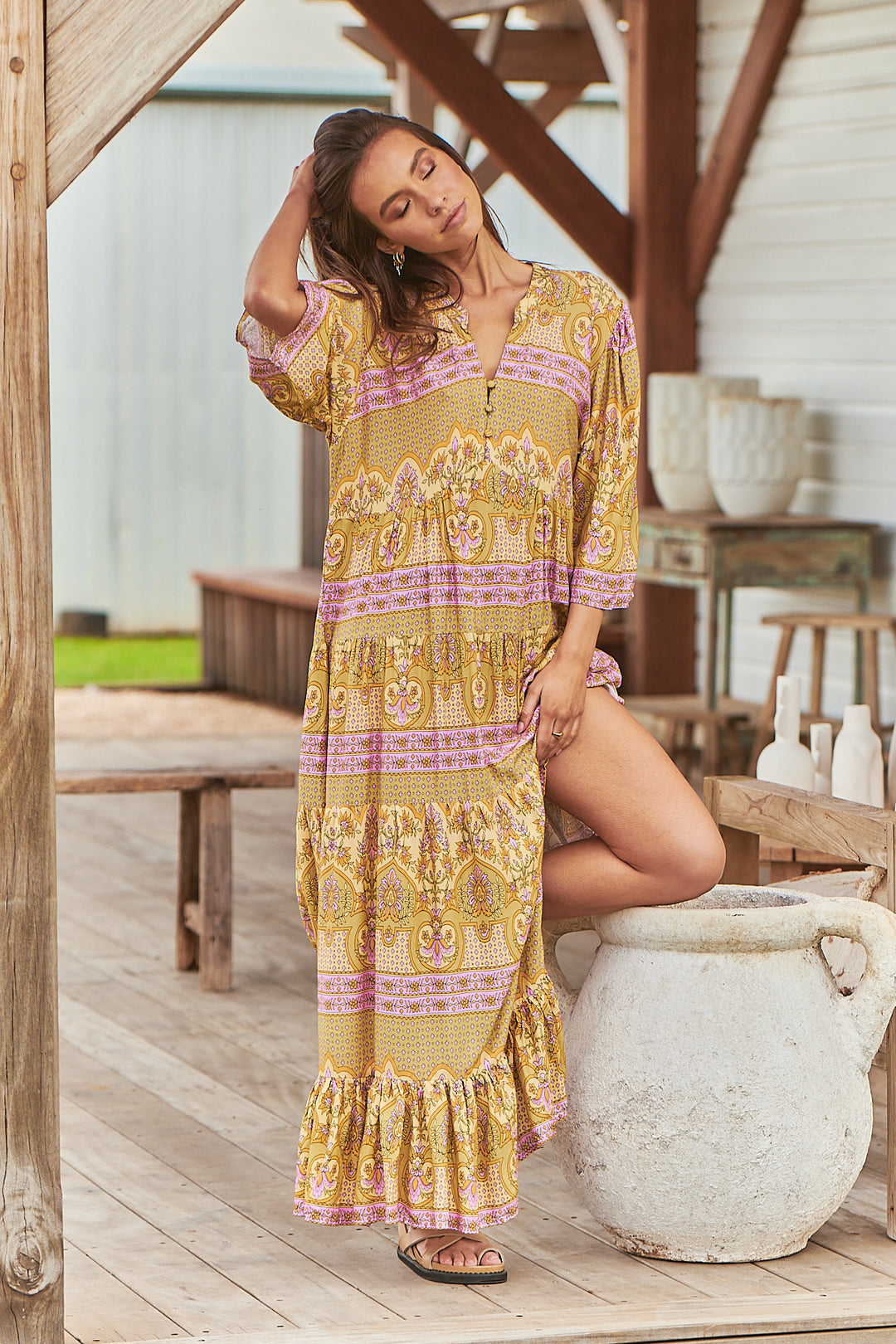 Caramel Odessa Print Jazmin Maxi
