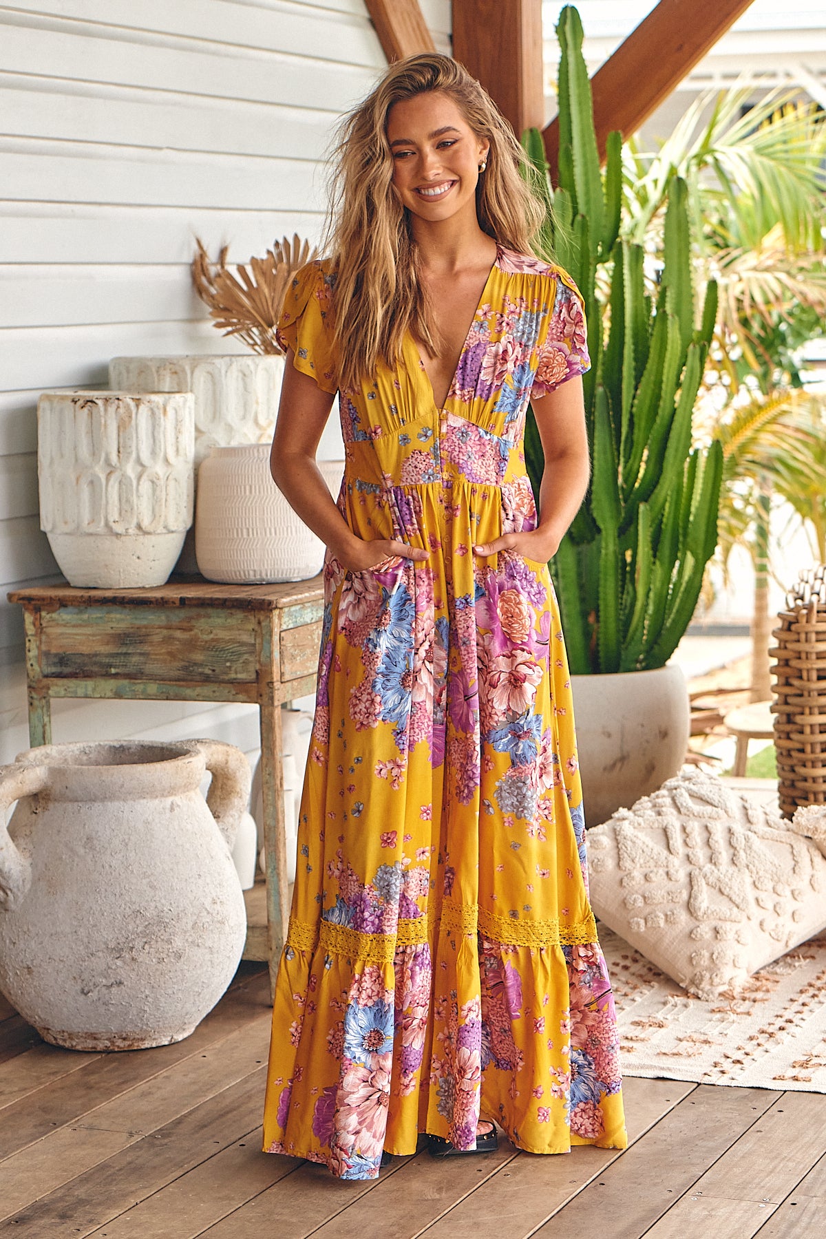 Sumaya Print Tabitha Maxi Dress - Lilac and Mila