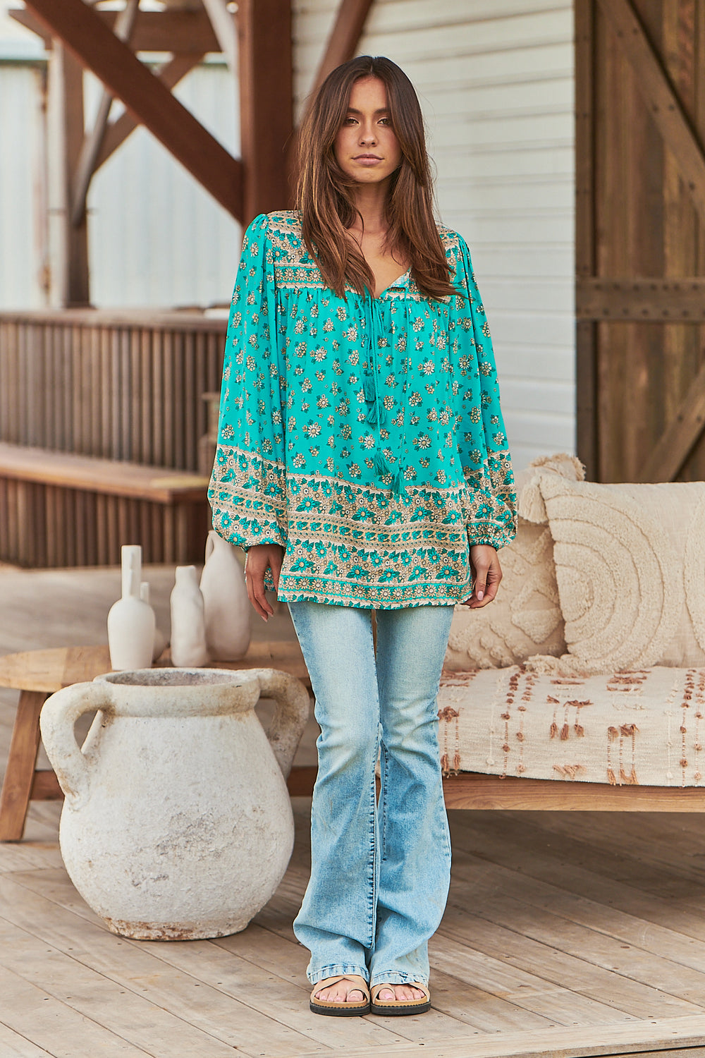 Maui Print Hazel Blouse - Alternative angle