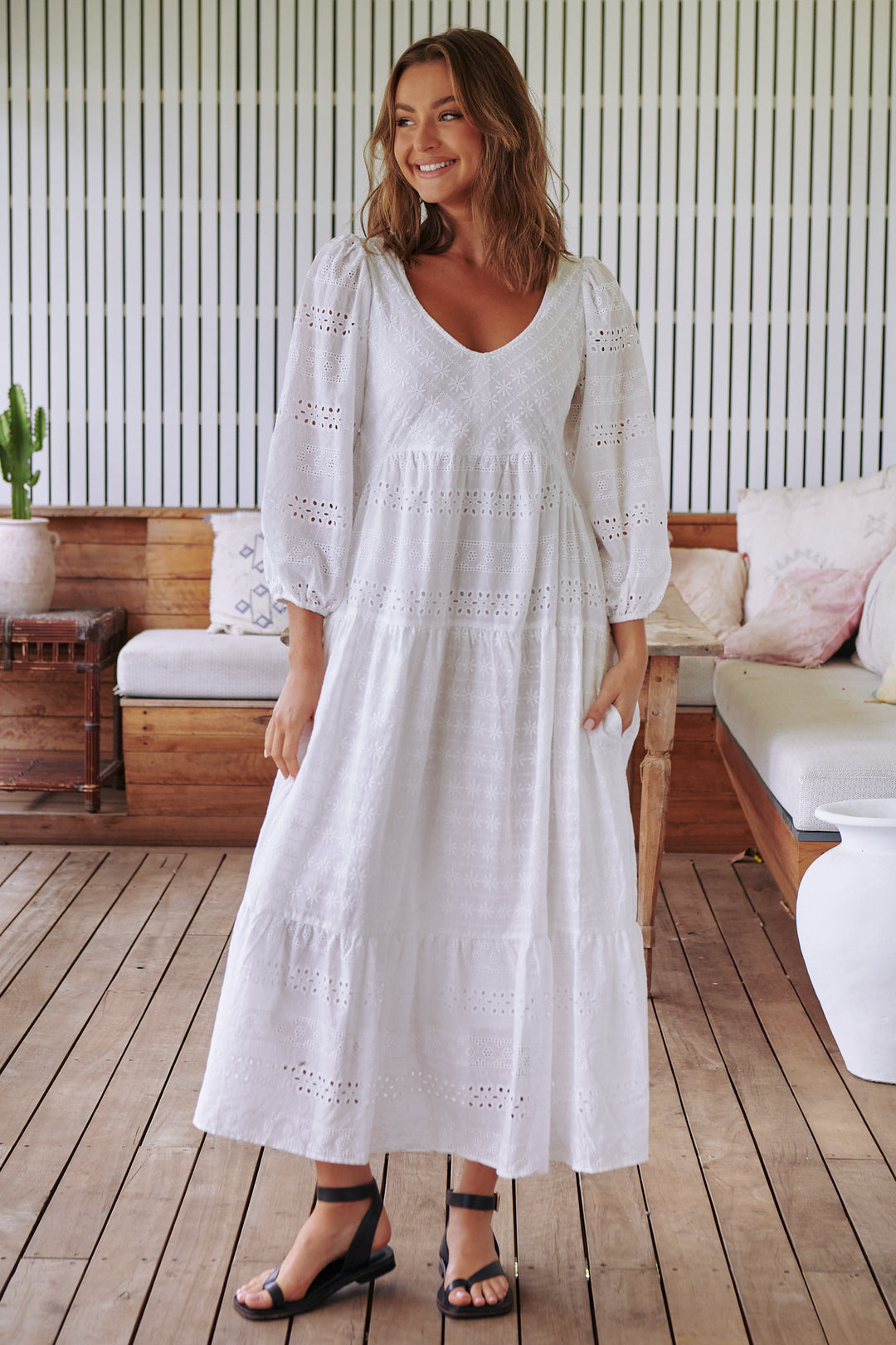White Te Amo Kelsie Maxi Dress
