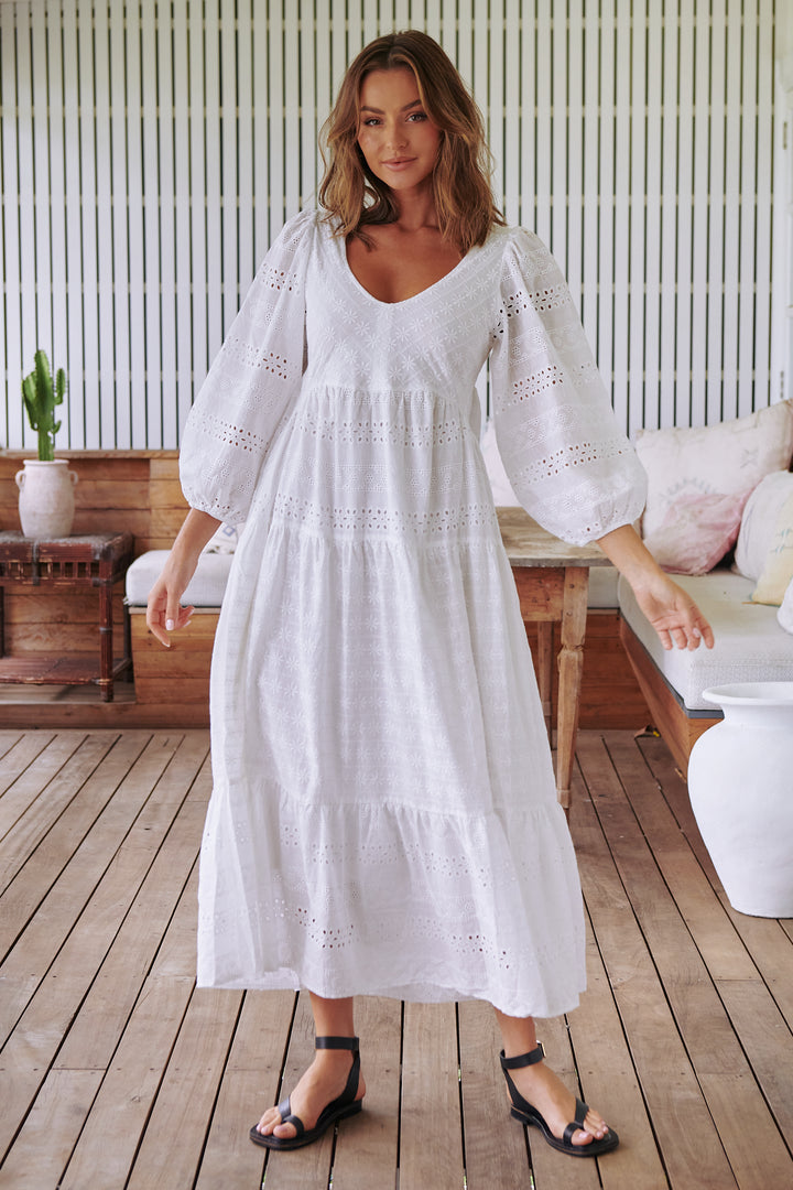 White Te Amo Kelsie Maxi Dress
