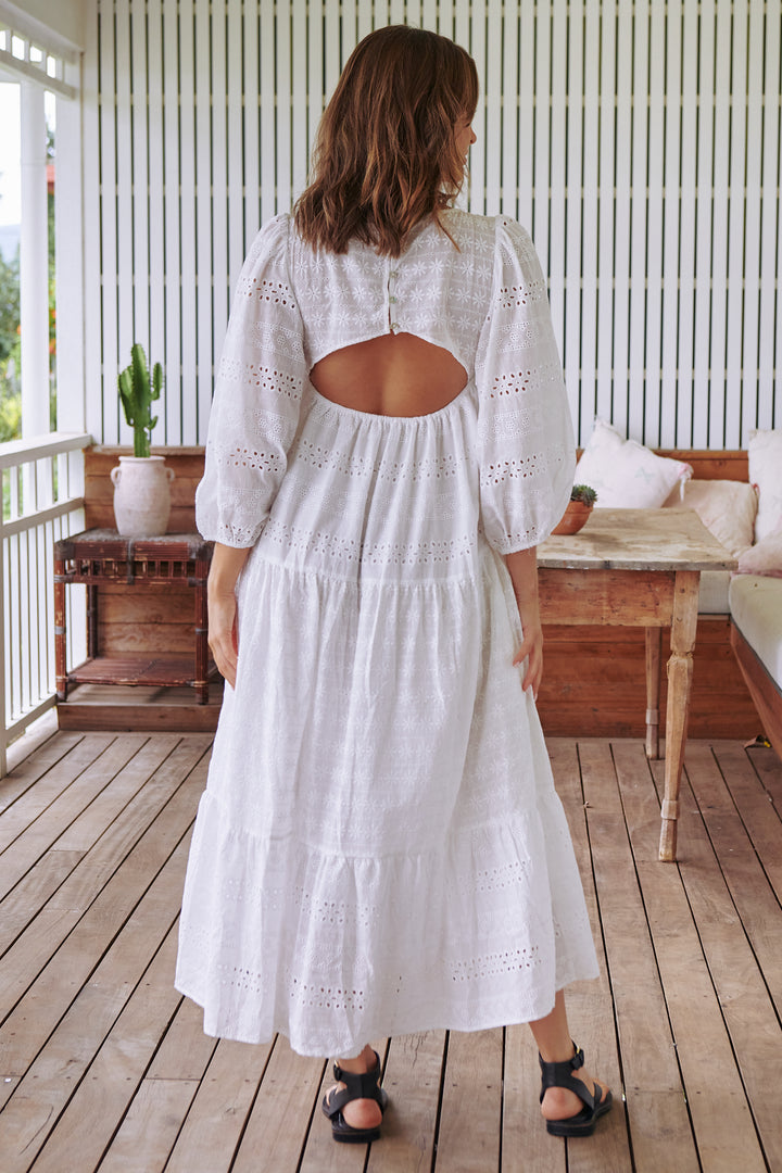 White Te Amo Kelsie Maxi Dress - Back angle