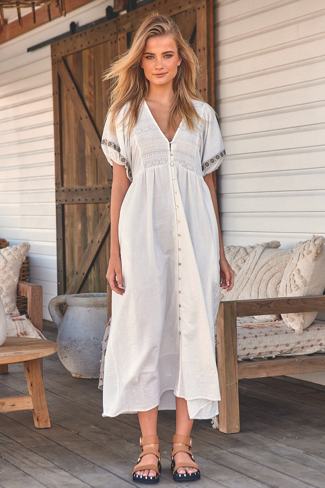 White Ellie Midi Dress