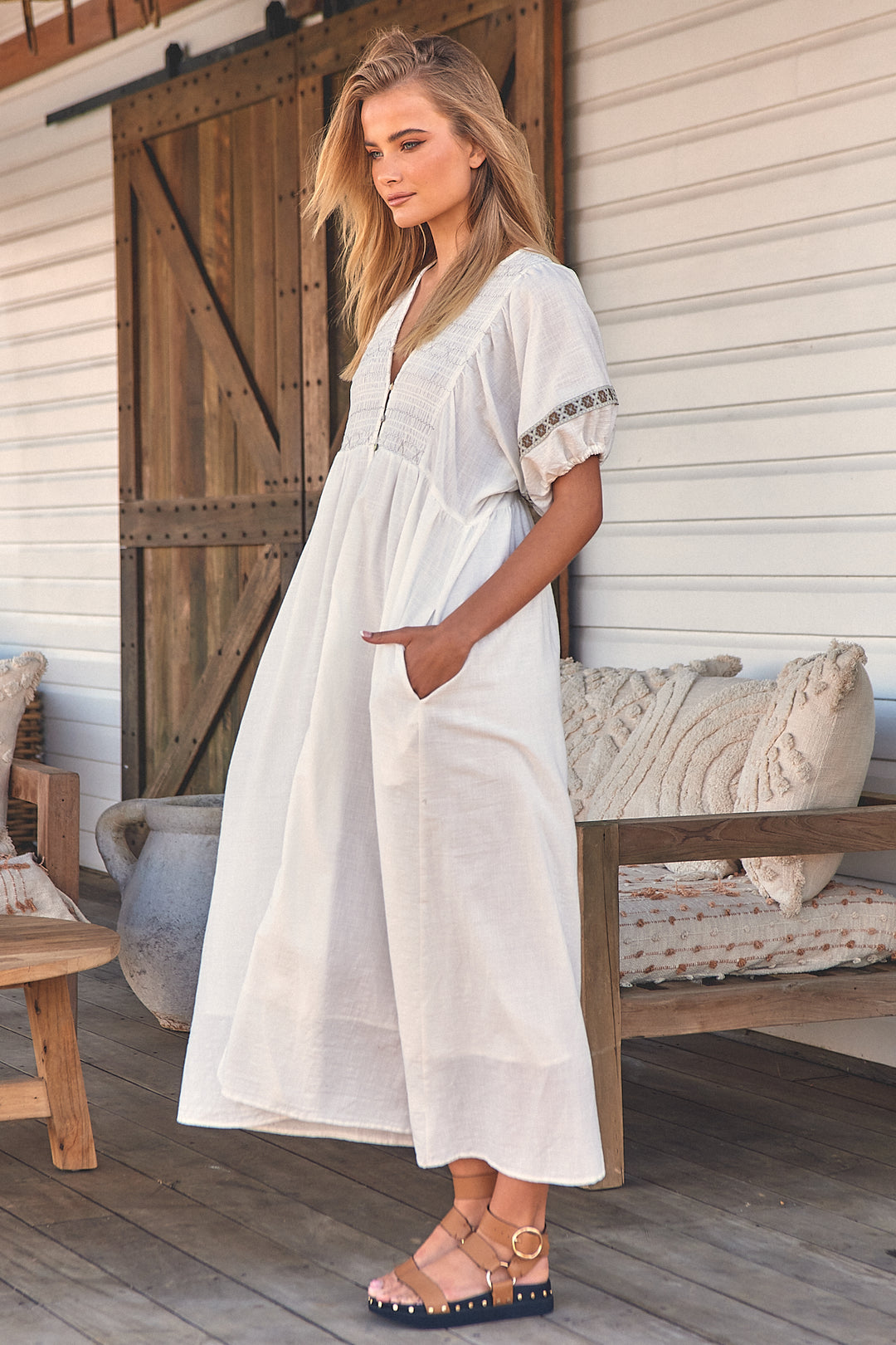 White Ellie Midi Dress