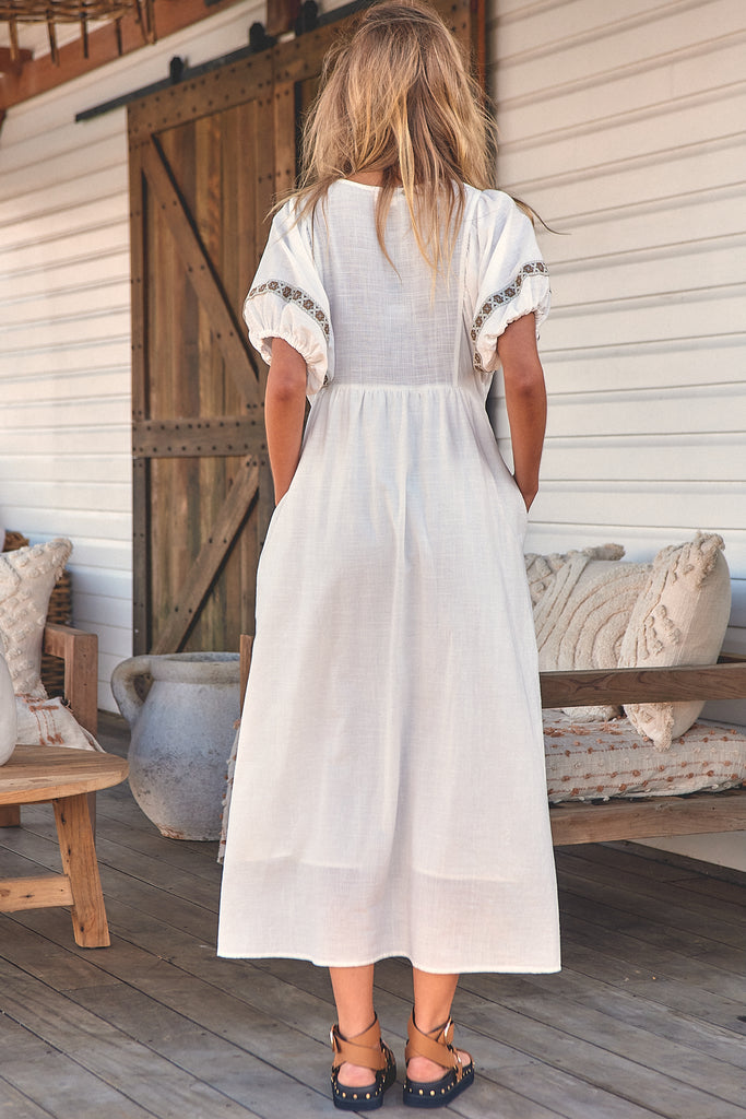 White Ellie Midi Dress - Lilac and Mila