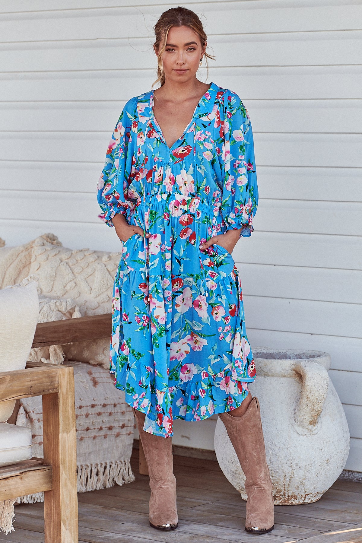 Jaase Imagination Print Jasmine Midi Dress – Lilac and Mila