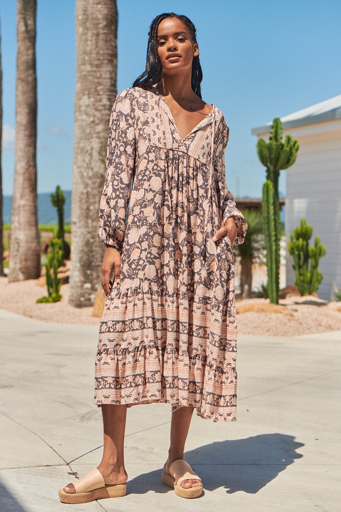 Jaase Quartz Print Liliana Midi Dress – Lilac and Mila