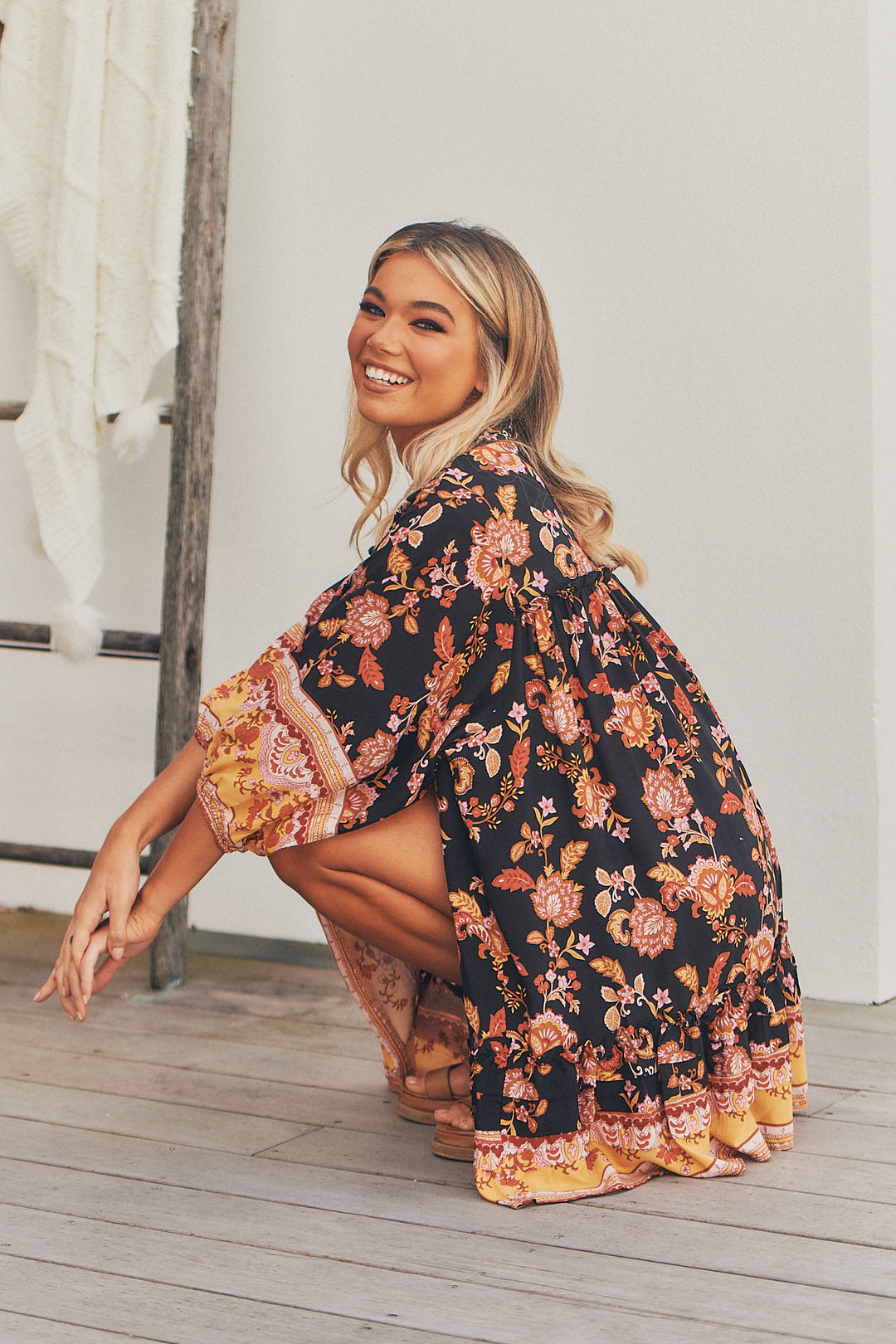 Black Phoenix Print Aimee Mini Dress