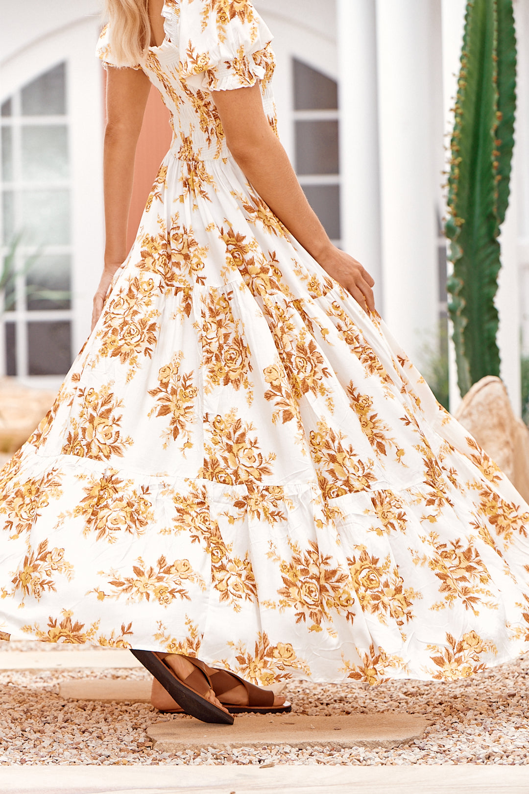 Magnolia Print Claudette Maxi Dress