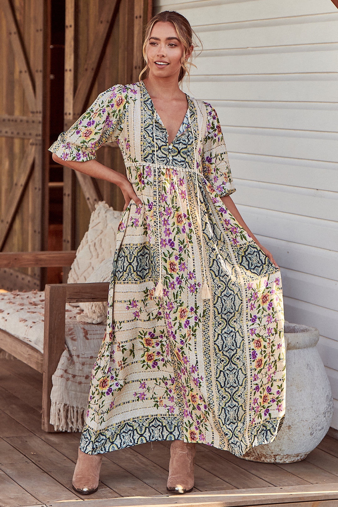 Jaase Sweet Love Print Ella Maxi Dress Lilac and Mila Jaase Sweet Love Print Ella Maxi Dress Lilac and Mila