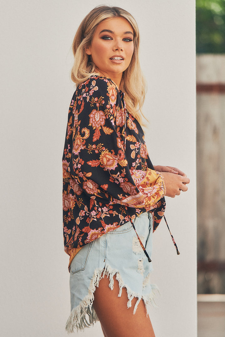 Black Phoenix Print Kellie Top