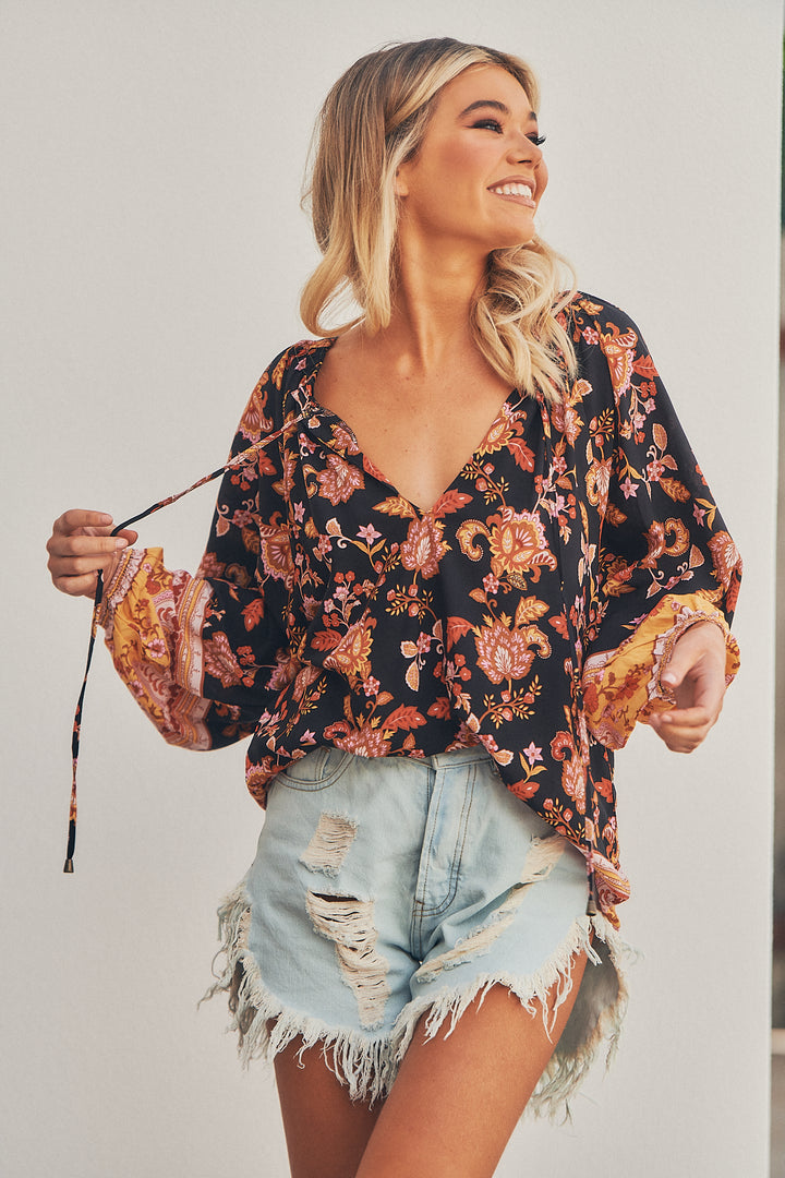 Black Phoenix Print Kellie Top