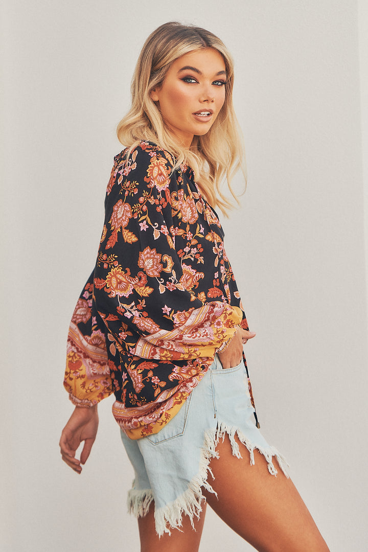 Black Phoenix Print Kellie Top