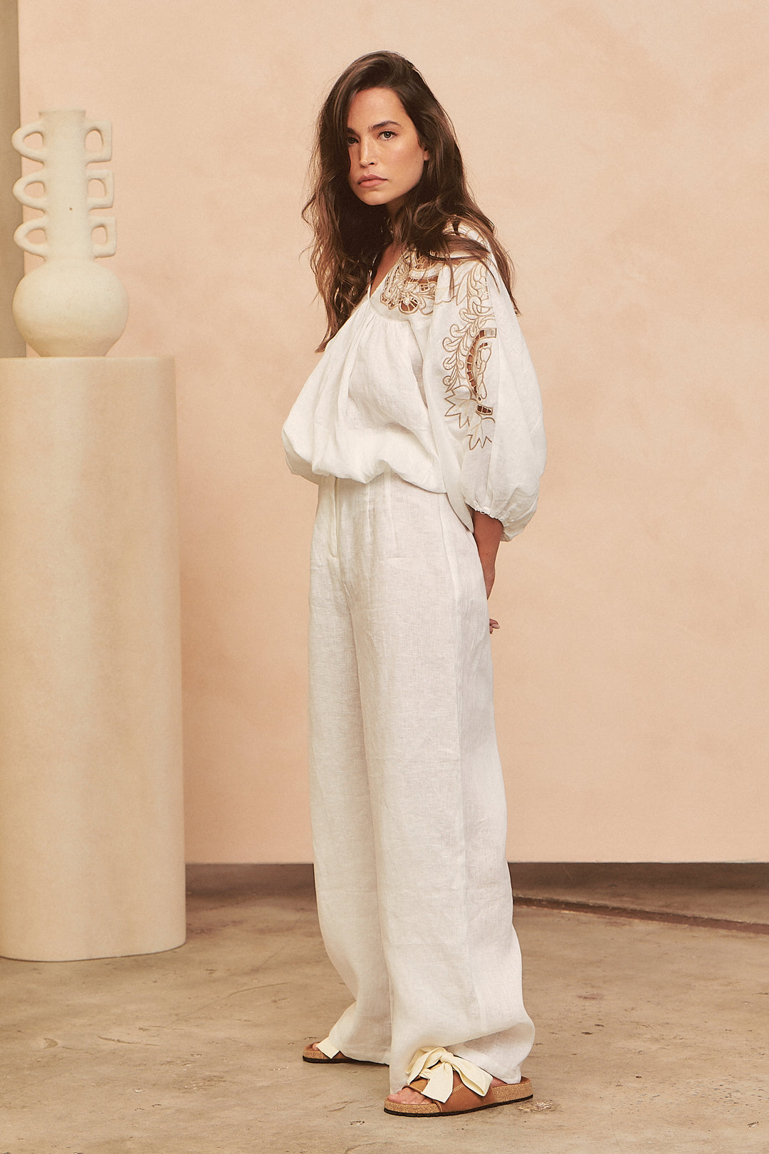 Coconut Zimmy Embroidered Blouse