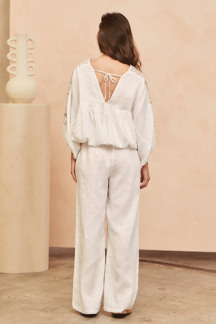 Coconut Zimmy Embroidered Blouse
