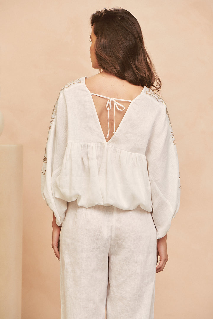 Coconut Zimmy Embroidered Blouse