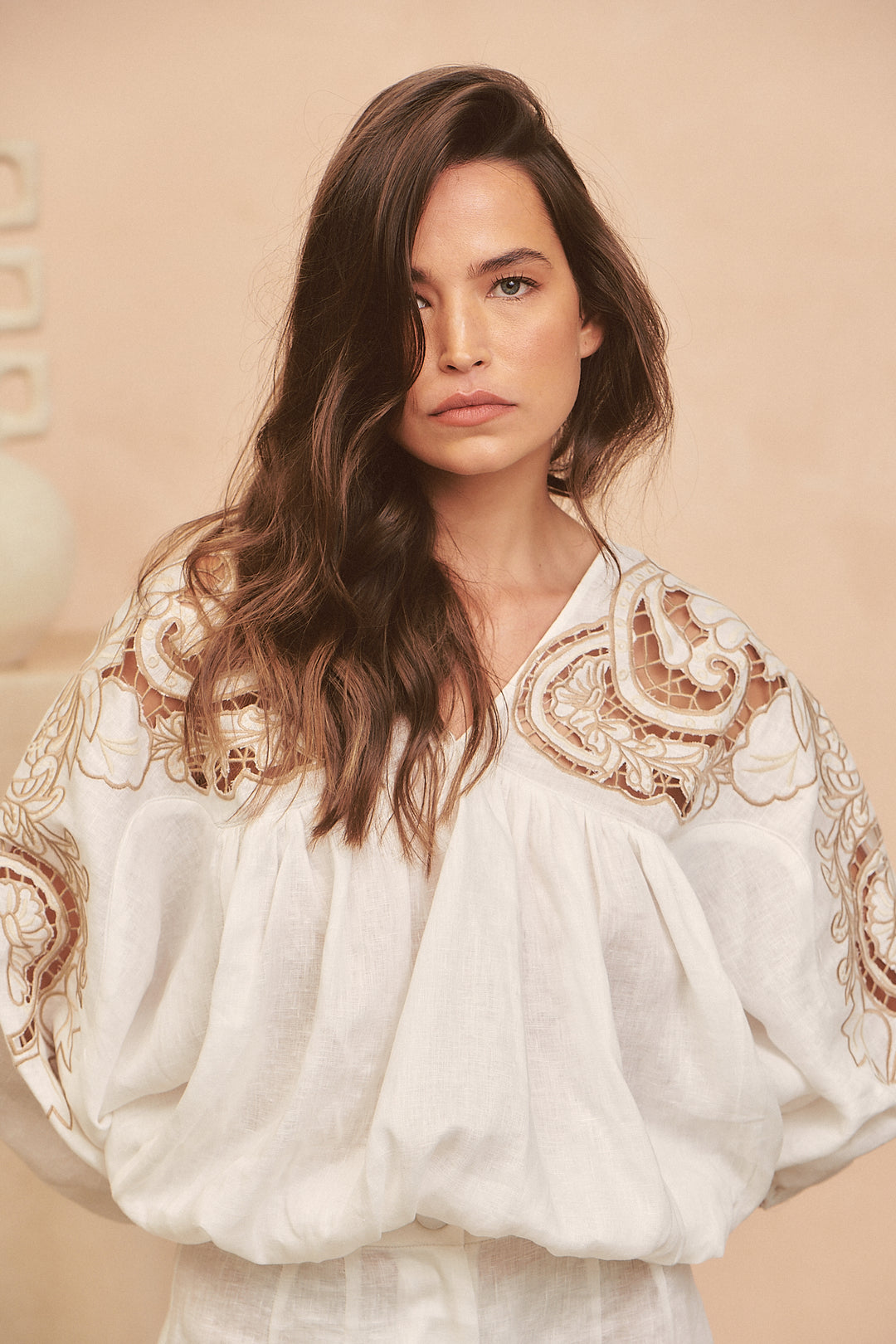 Coconut Zimmy Embroidered Blouse