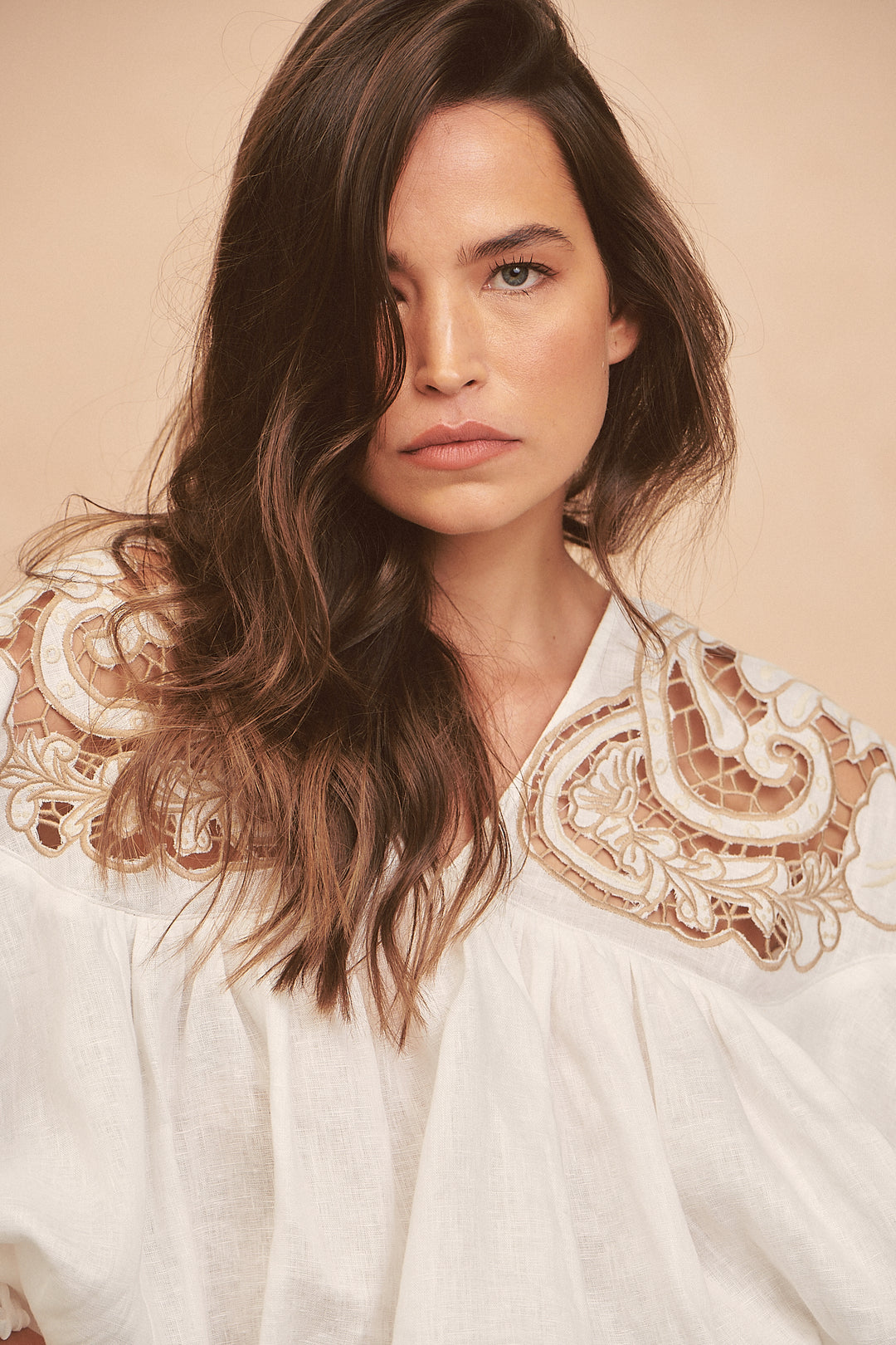 Coconut Zimmy Embroidered Blouse