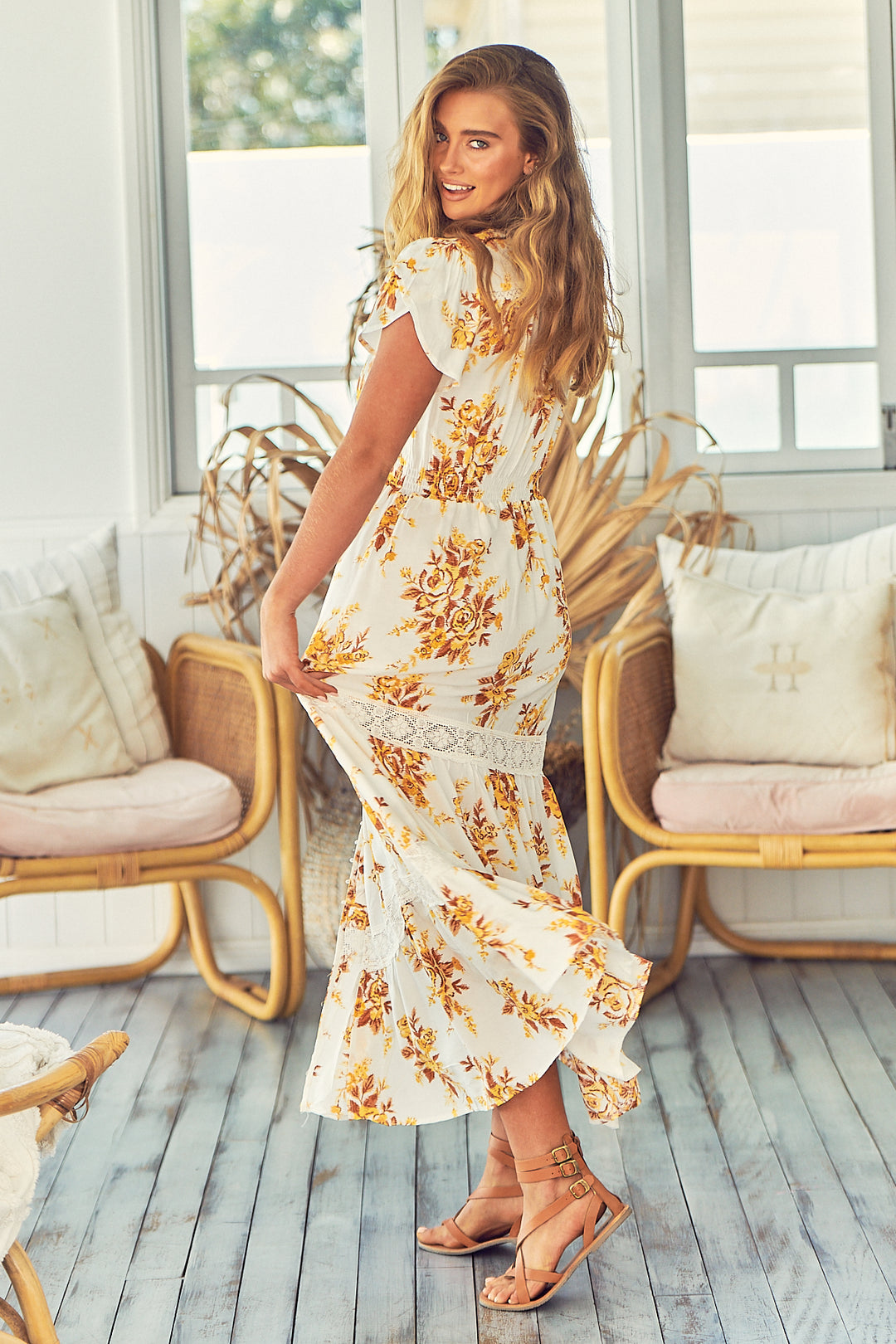 Magnolia Print Poppy Maxi