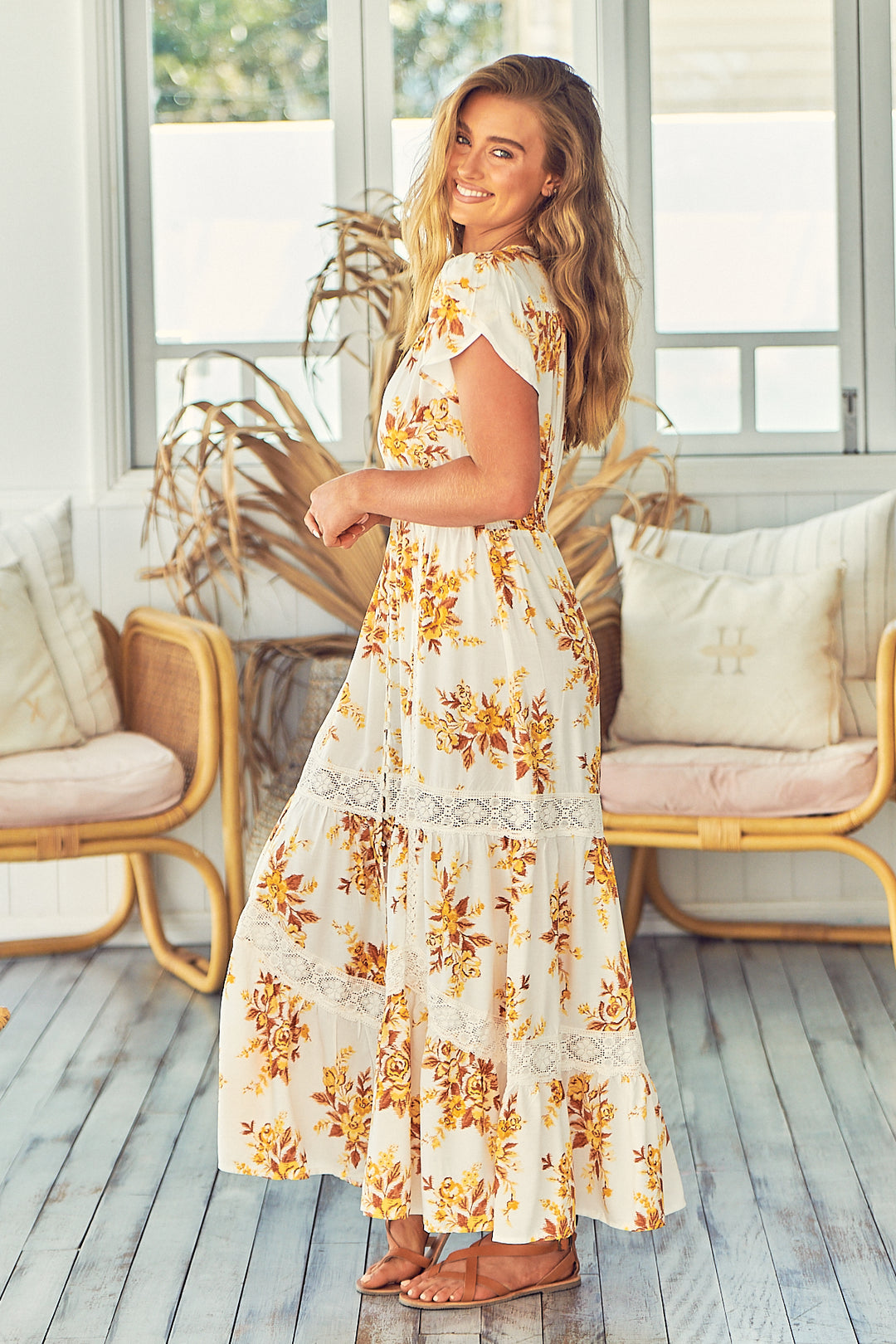 Magnolia Print Poppy Maxi