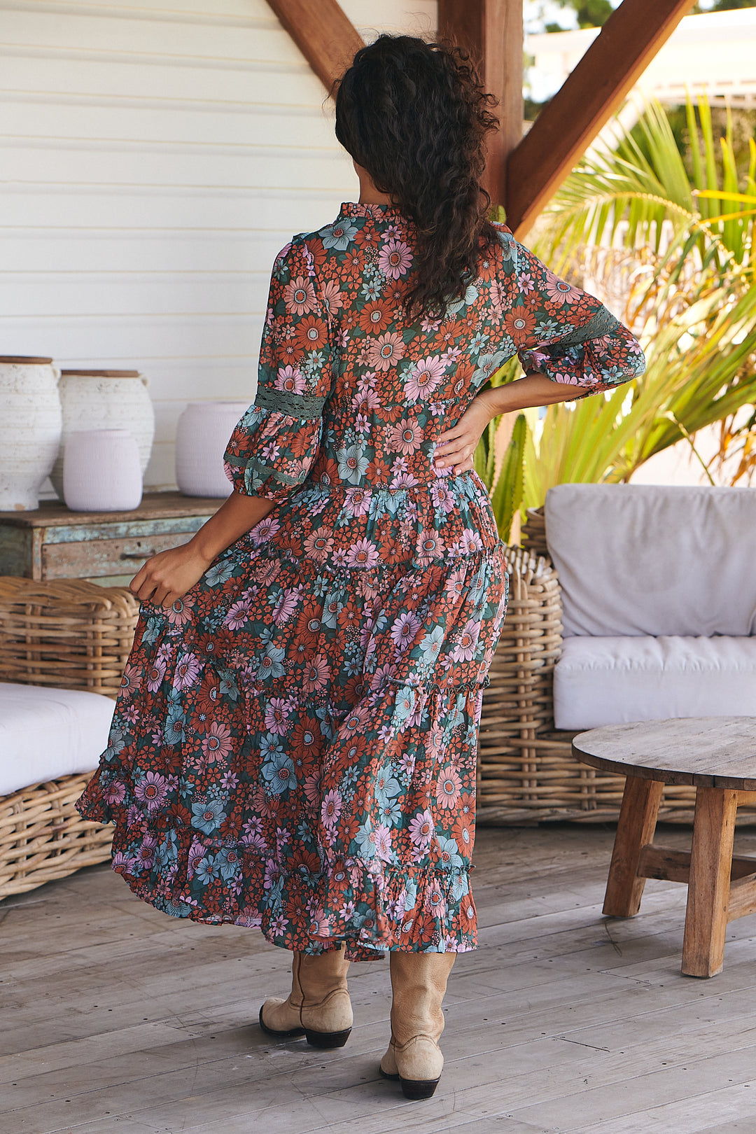Garden of Dreams Print Tae Maxi Dress - Back angle
