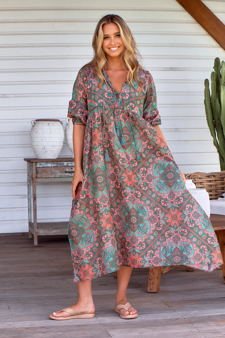 Cedar Print Penny Midi Dress