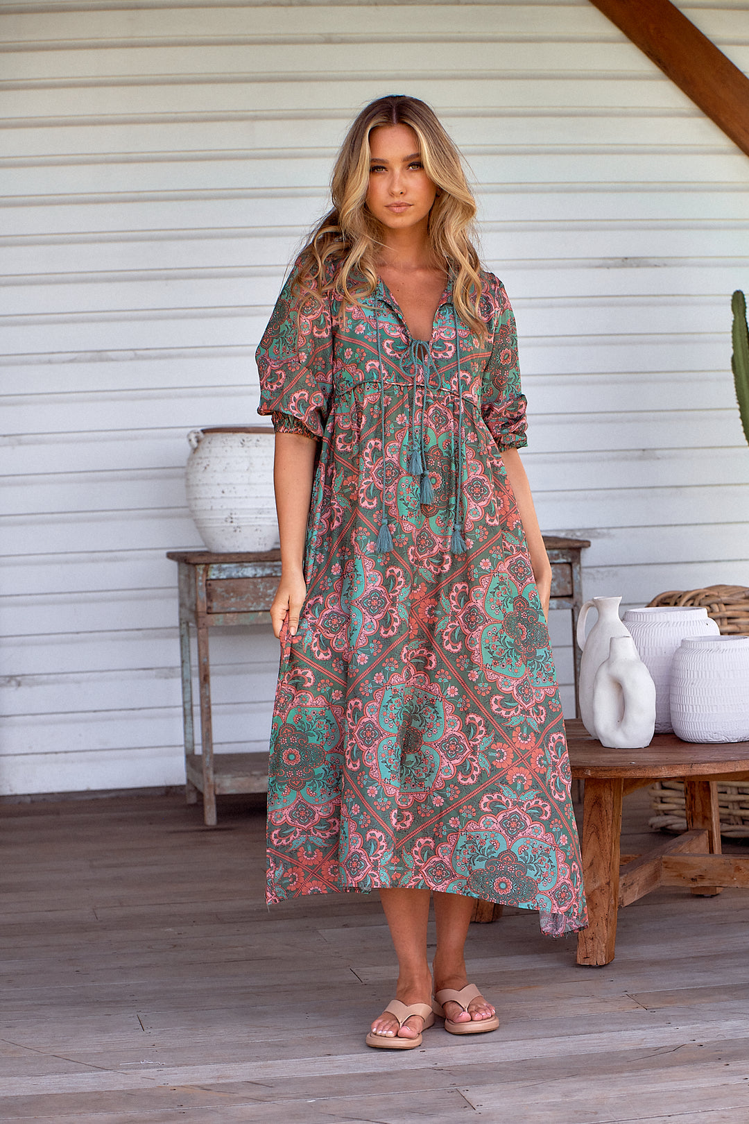 Cedar Print Penny Midi Dress