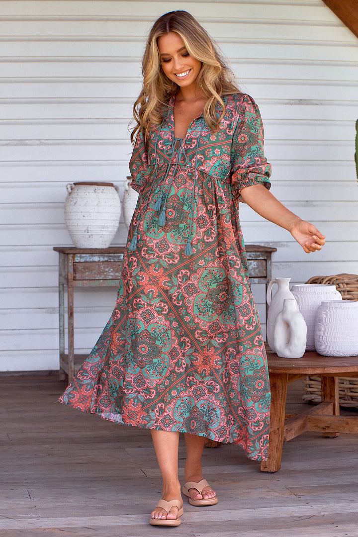 Cedar Print Penny Midi Dress