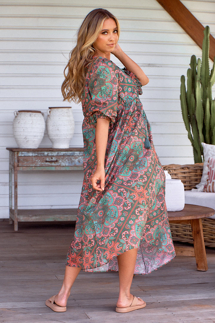 Cedar Print Penny Midi Dress