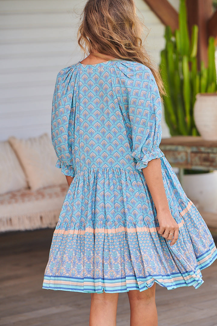Sea Eden Print Petal Mini Dress - Back angle
