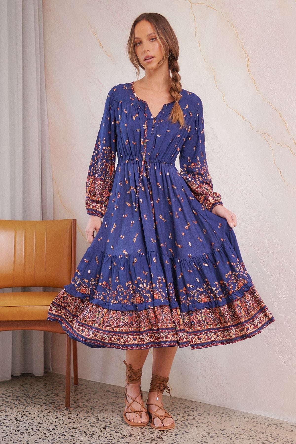Jaase Esta Print Olly Midi Dress – Lilac and Mila